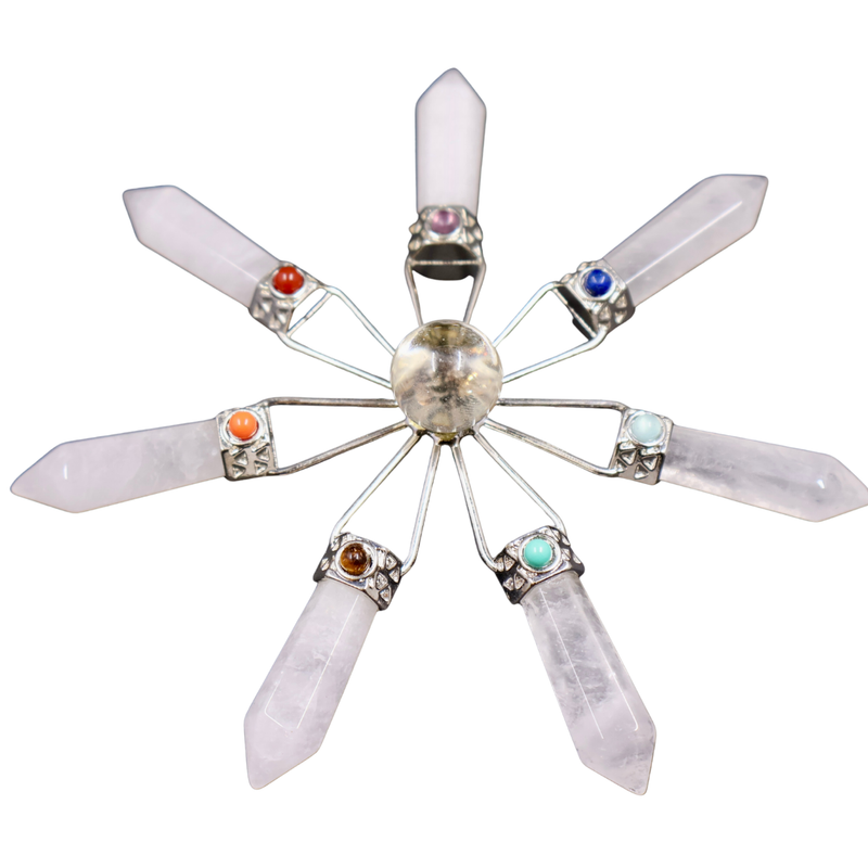 Amethyst, Clear Quartz & Rose Quartz Suncatcher – Modern Window Decor | Real Gemstone, Handcrafted Elegance