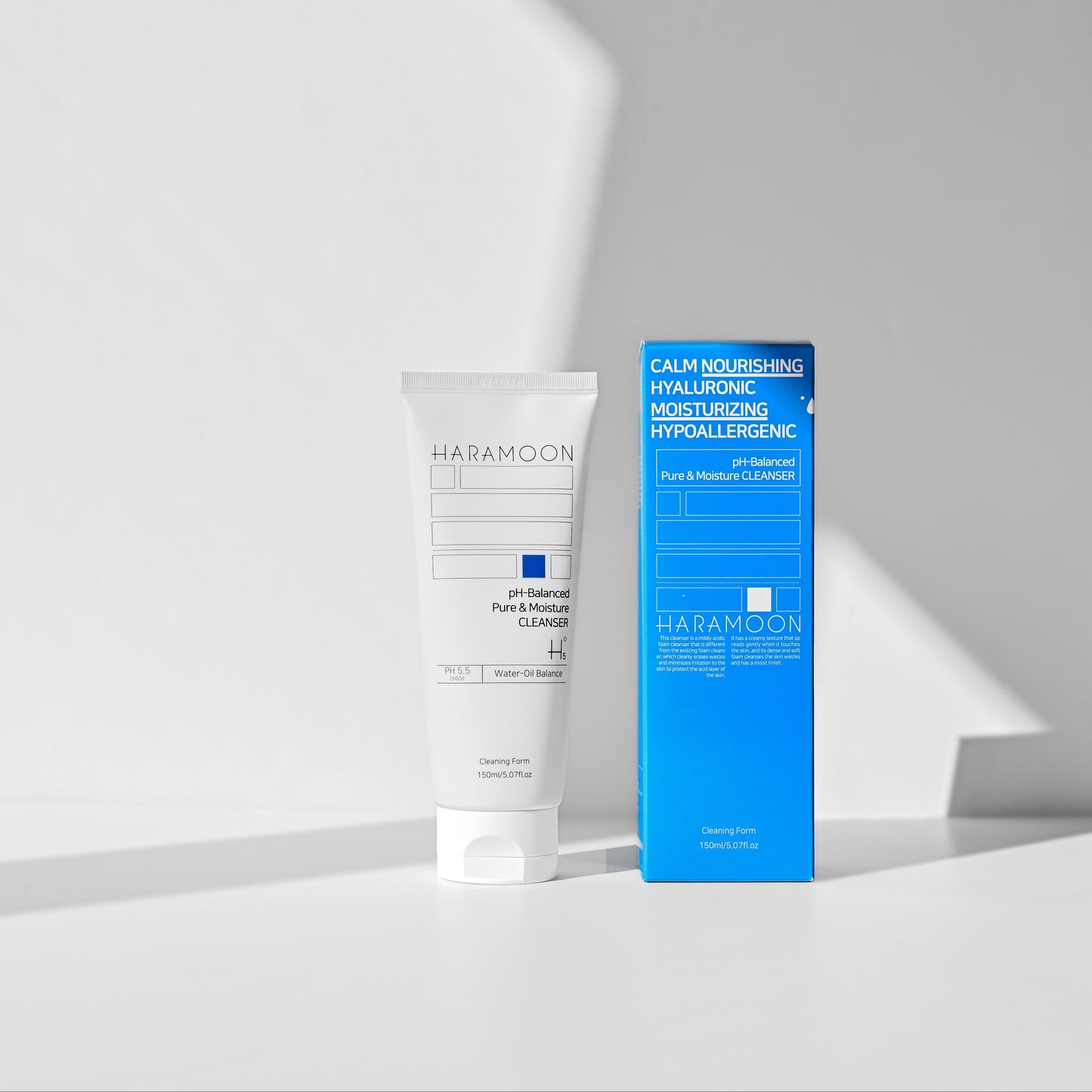 Skincare routine showing first step with moisture-rich cleanser