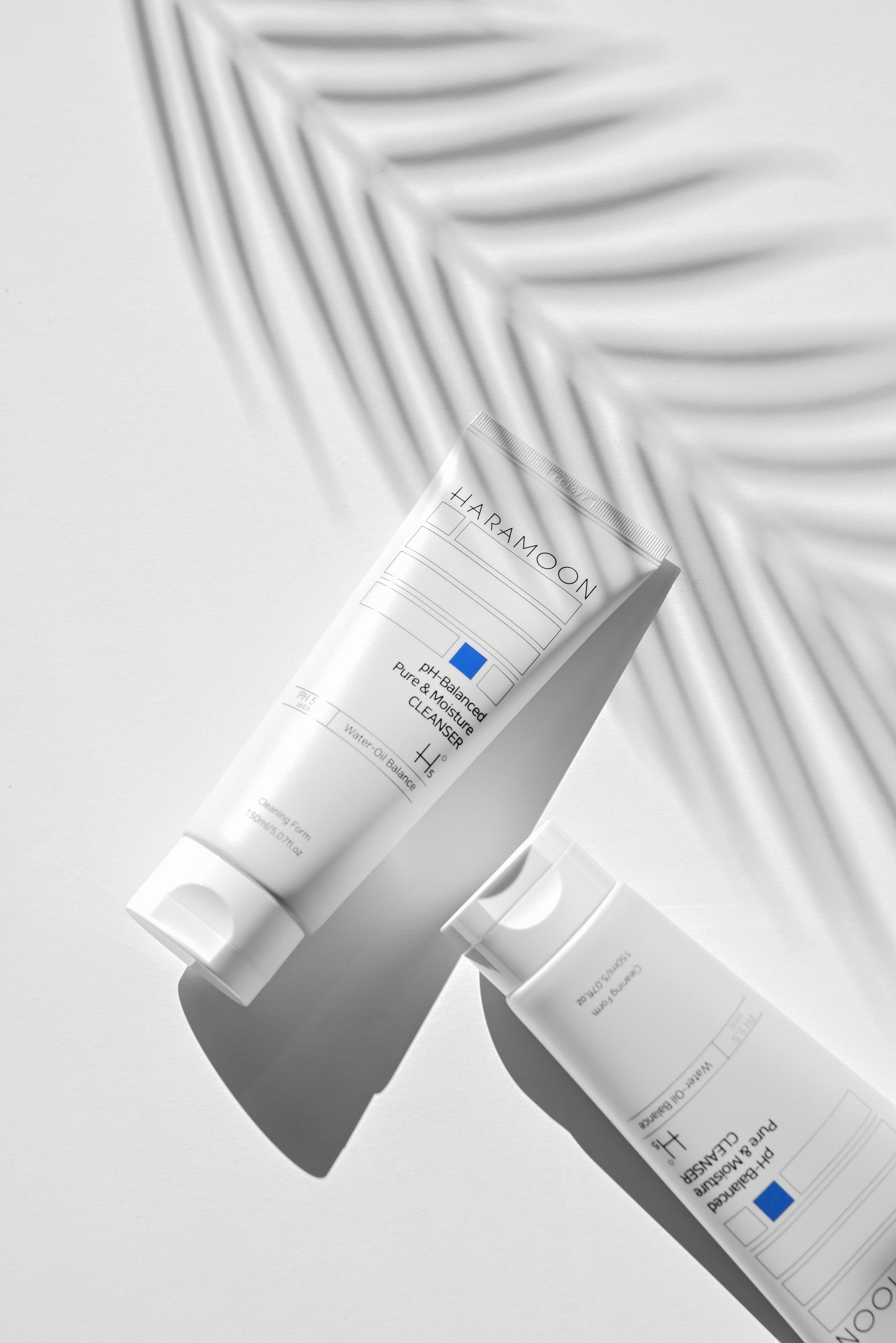 Skincare routine showing first step with moisture-rich cleanser