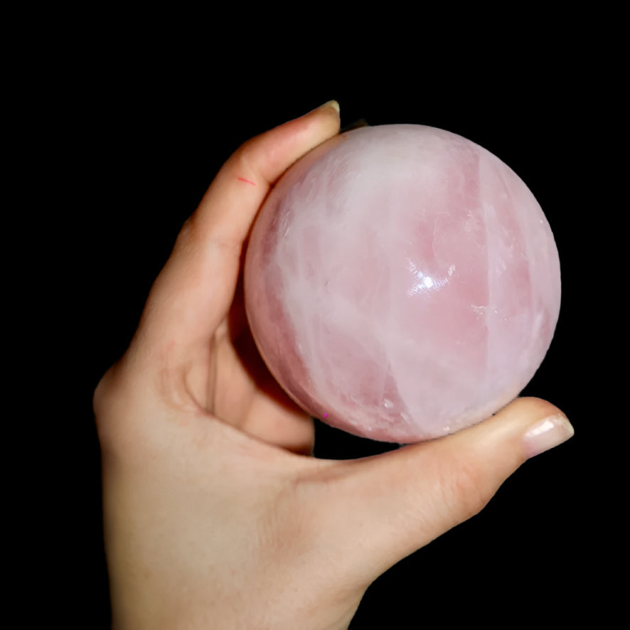 Huge Pink Rose Quartz Crystal Ball 3 inches Diameter Solid Gemstone Sphere