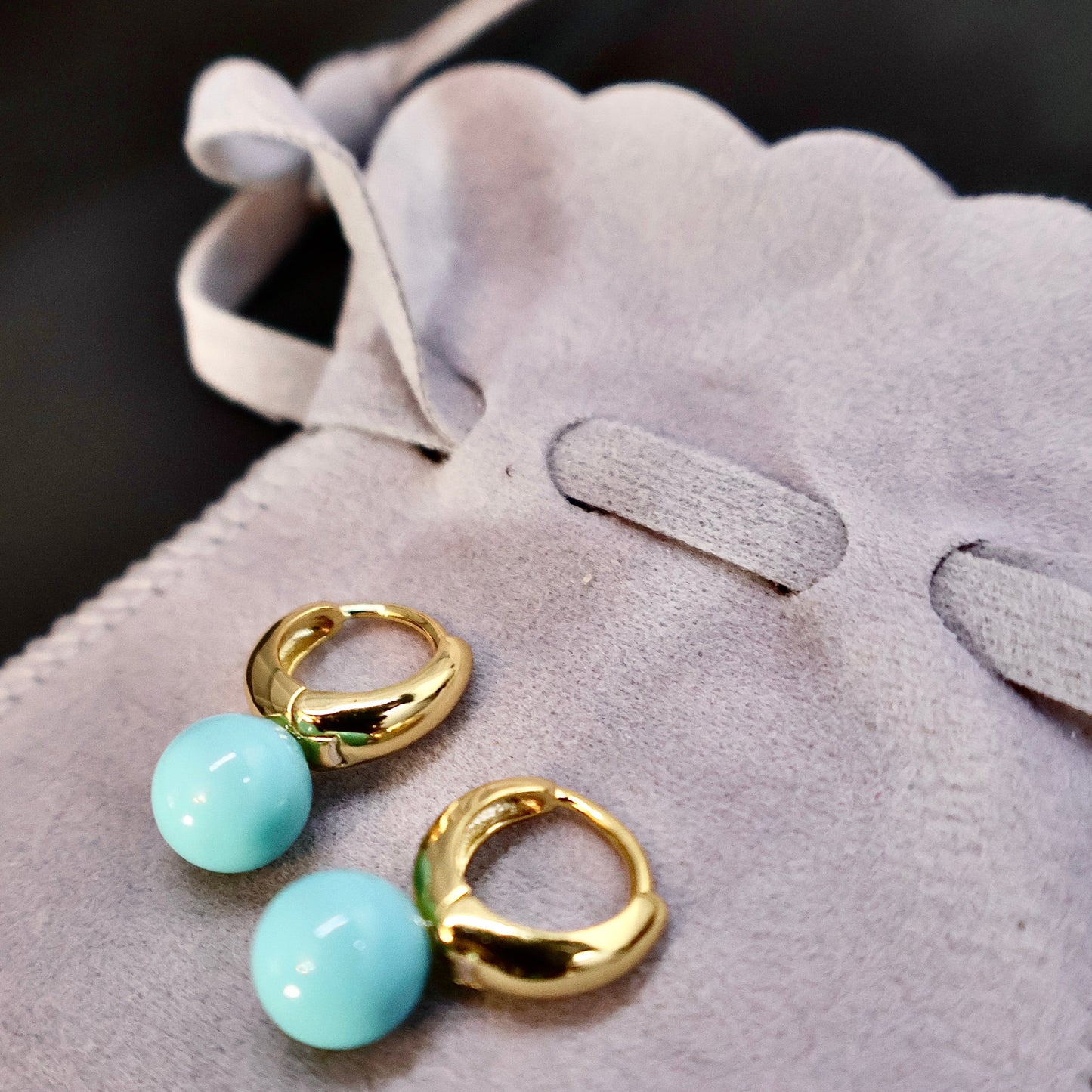 Sterling Silver Turquoise Droplet Earrings with S925 Silver Post and Gold Plating | Premium Quality, Limited Edition Blue