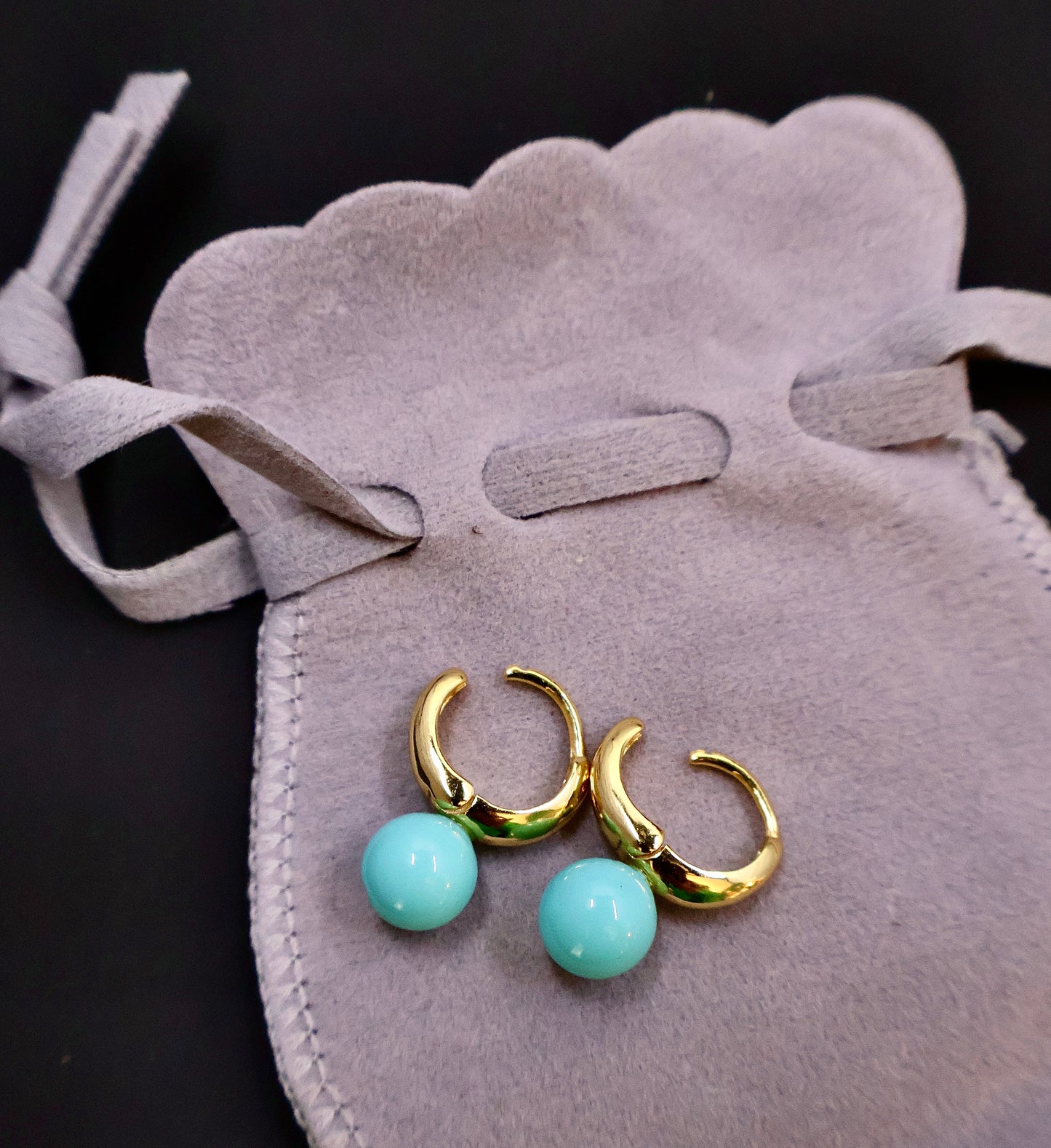 Sterling Silver Turquoise Droplet Earrings with S925 Silver Post and Gold Plating | Premium Quality, Limited Edition Blue