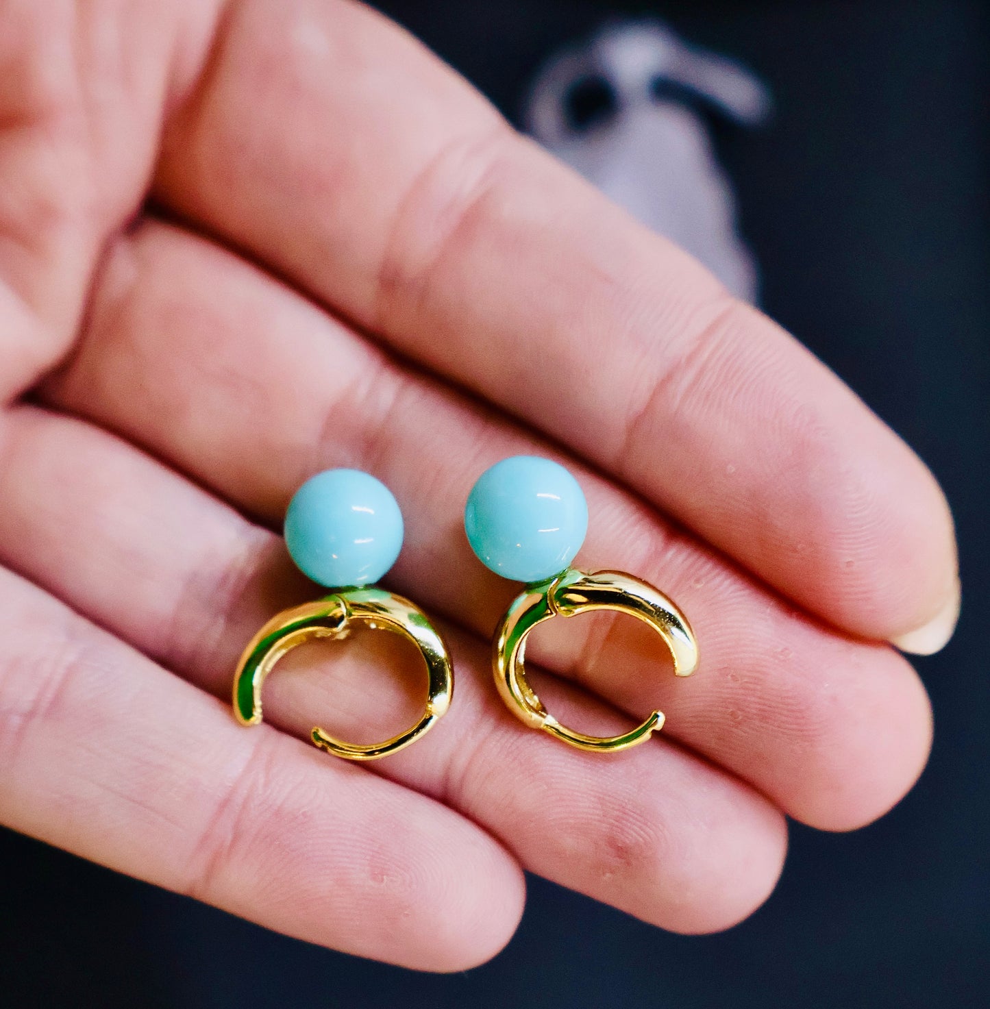 Sterling Silver Turquoise Droplet Earrings with S925 Silver Post and Gold Plating | Premium Quality, Limited Edition Blue