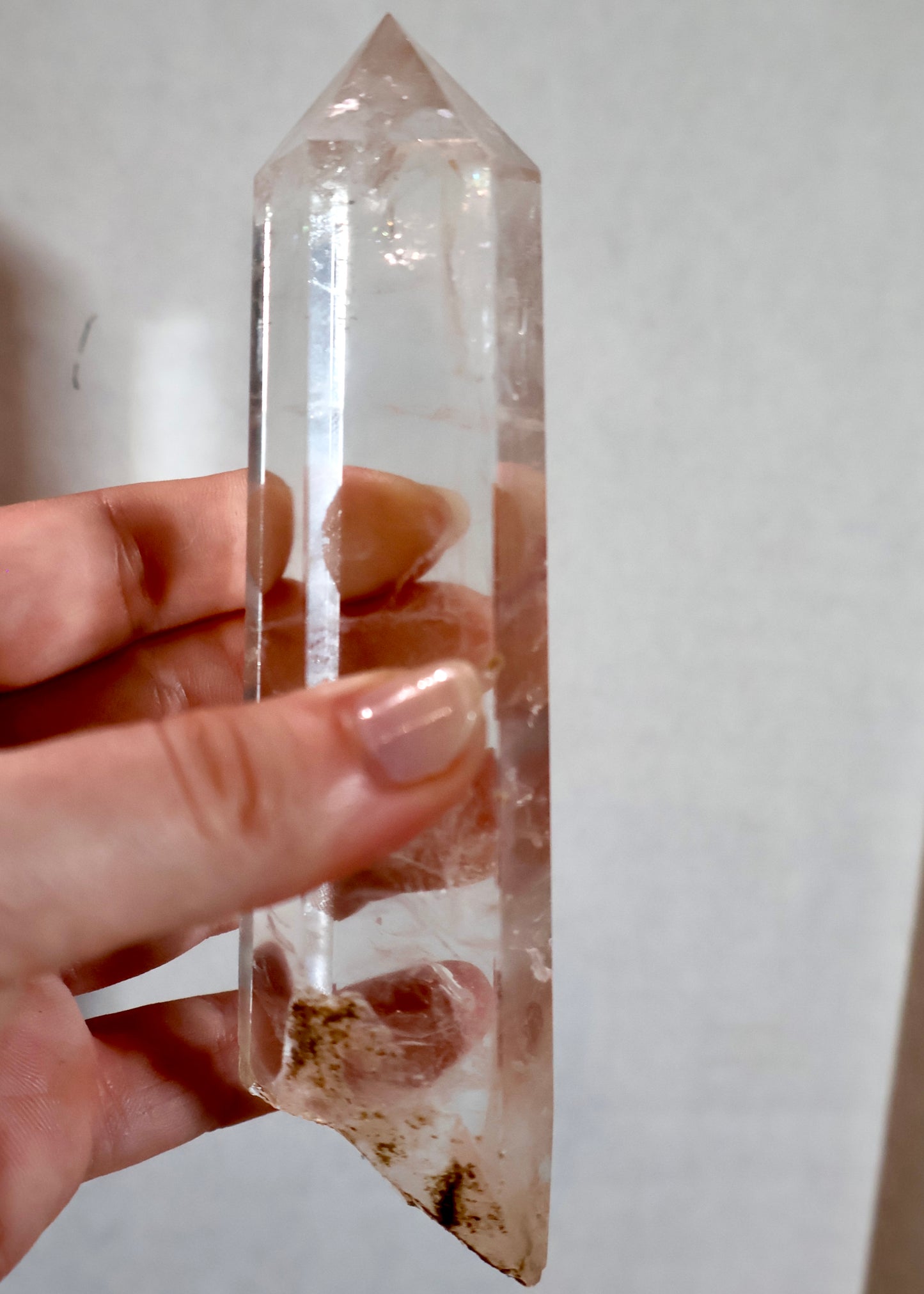 Root of Quartz Crystal Clear Wand - Features Rough Natural Formation and Polished Point