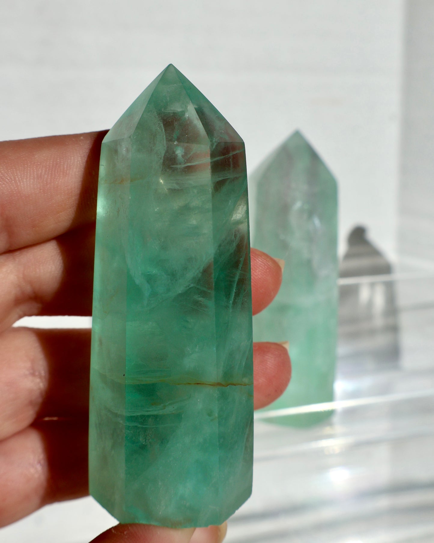 Icey Green Fluorite Obelisk