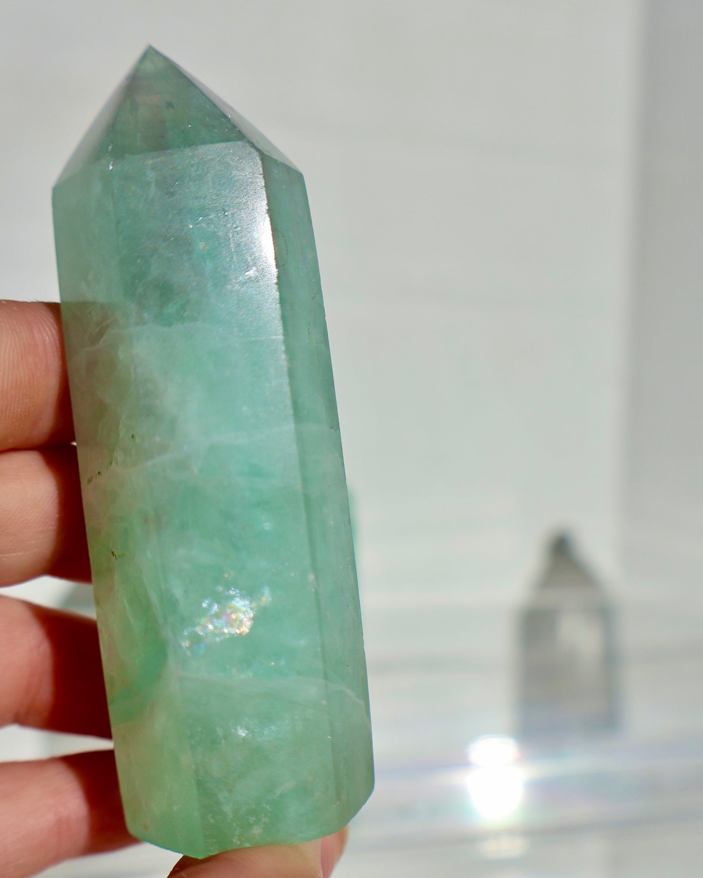 Icey Green Fluorite Obelisk