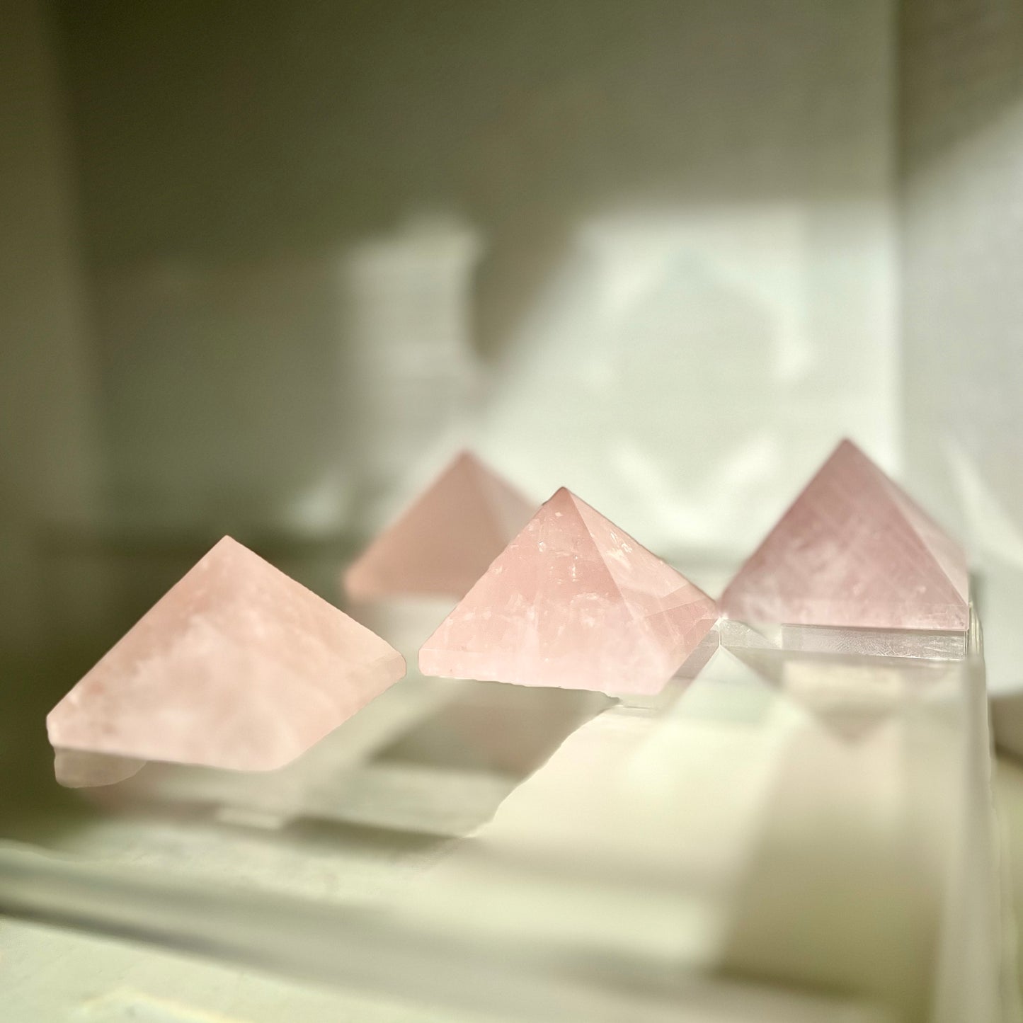 Rose Quartz Crystal Pyramid, 1.5 - 2" - Precision Cut, Love and Harmony Enhancer