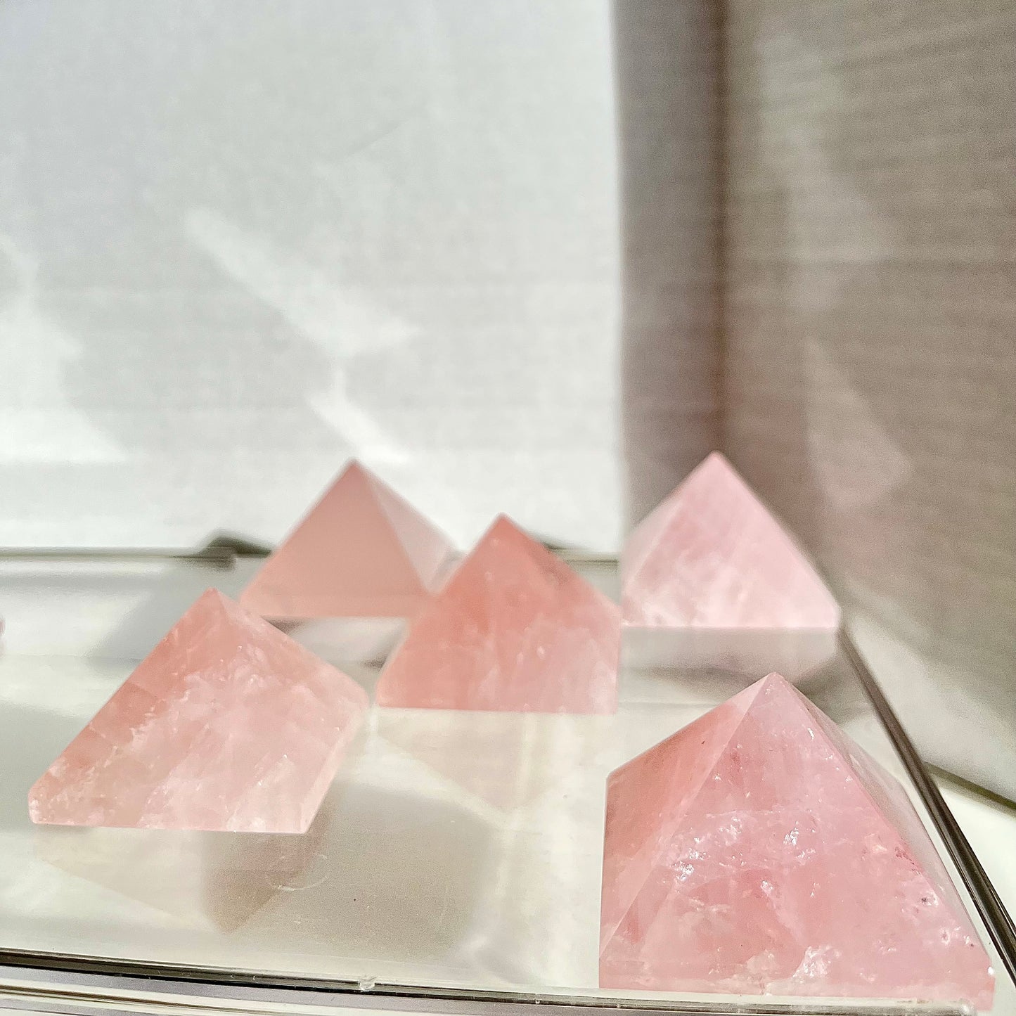 Rose Quartz Crystal Pyramid, 1.5 - 2" - Precision Cut, Love and Harmony Enhancer