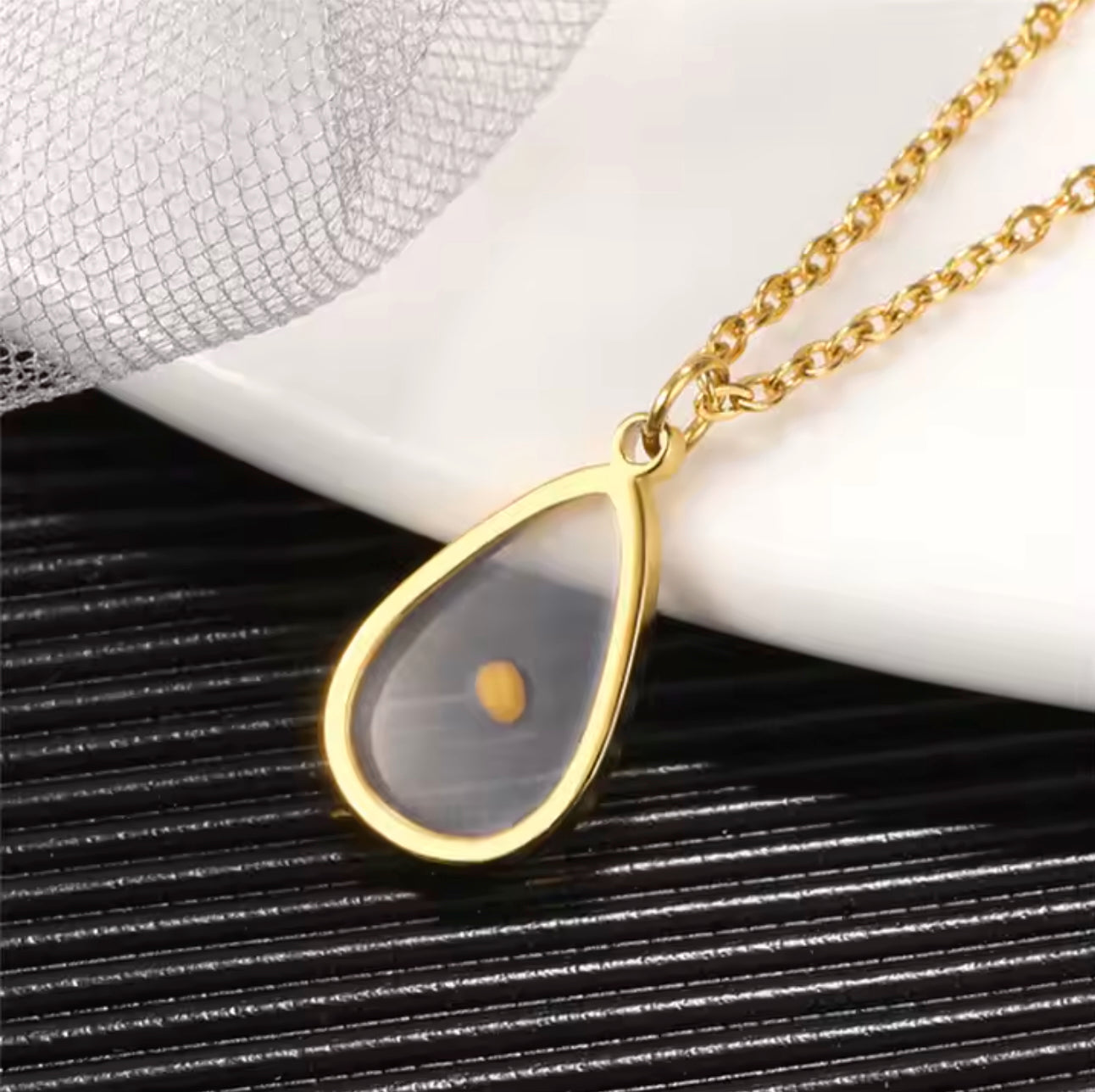 Faith The Size of a Mustard Seed Necklace, Gold Plated Teardrop Pendant with Real Mustard Seed, Stainless Steel Chain, Christian Religious Jewelry | Premium Quality, Durable & Functional, Everyday Use