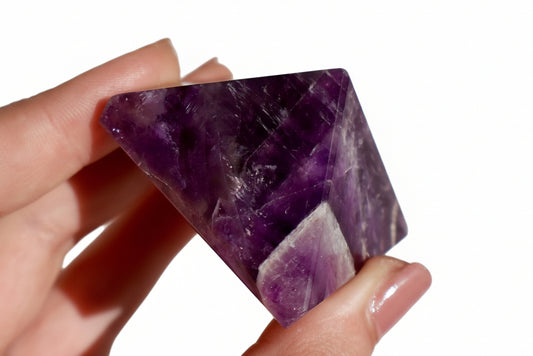 Amethyst Crystal Pyramid – 2” Carved Geometric Mineral from Brazil - Wax | Wane
