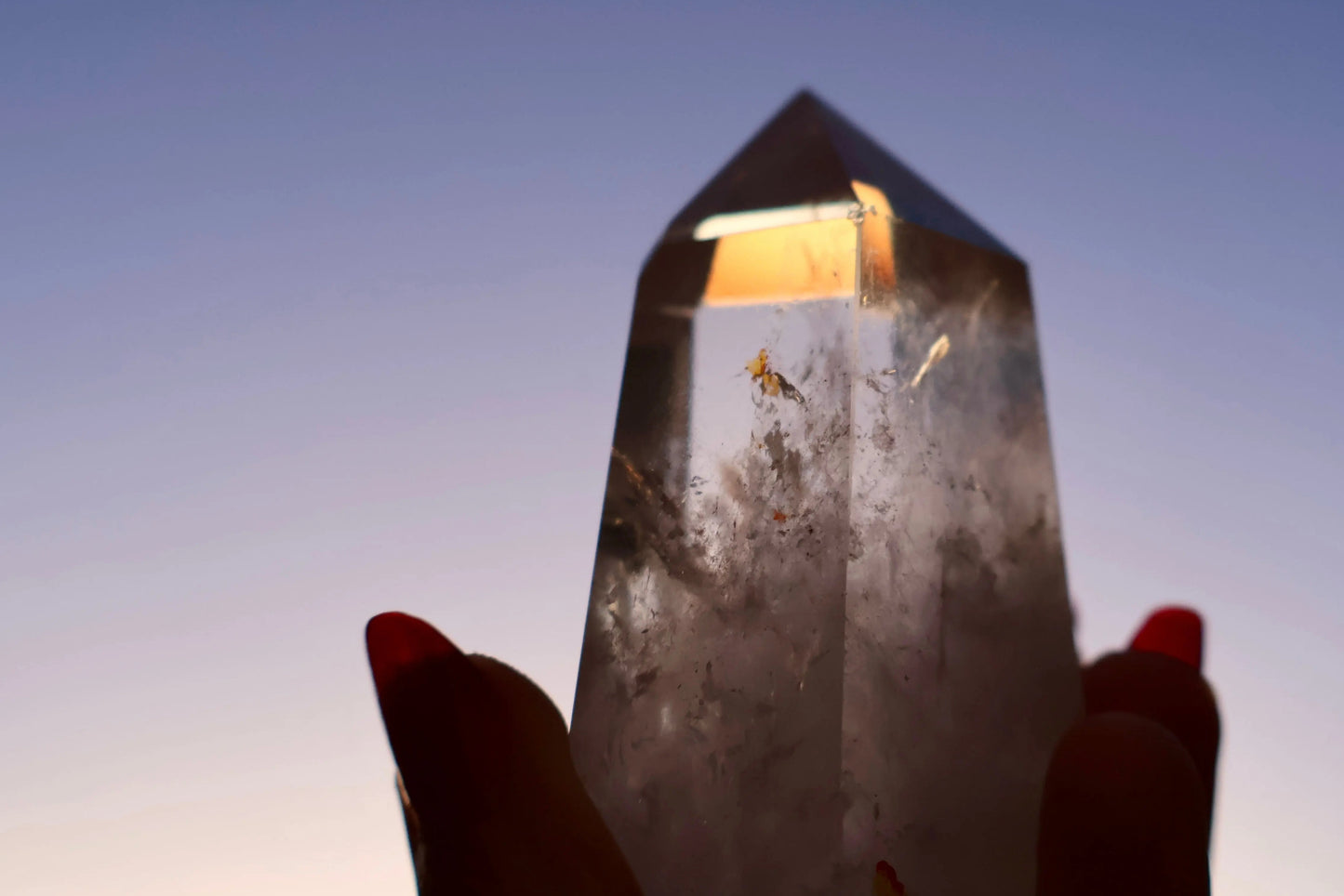 Clear Quartz Crystal Point – Thick, Stabilized Obelisk | Large High - Clarity Tower - Wax | Wane