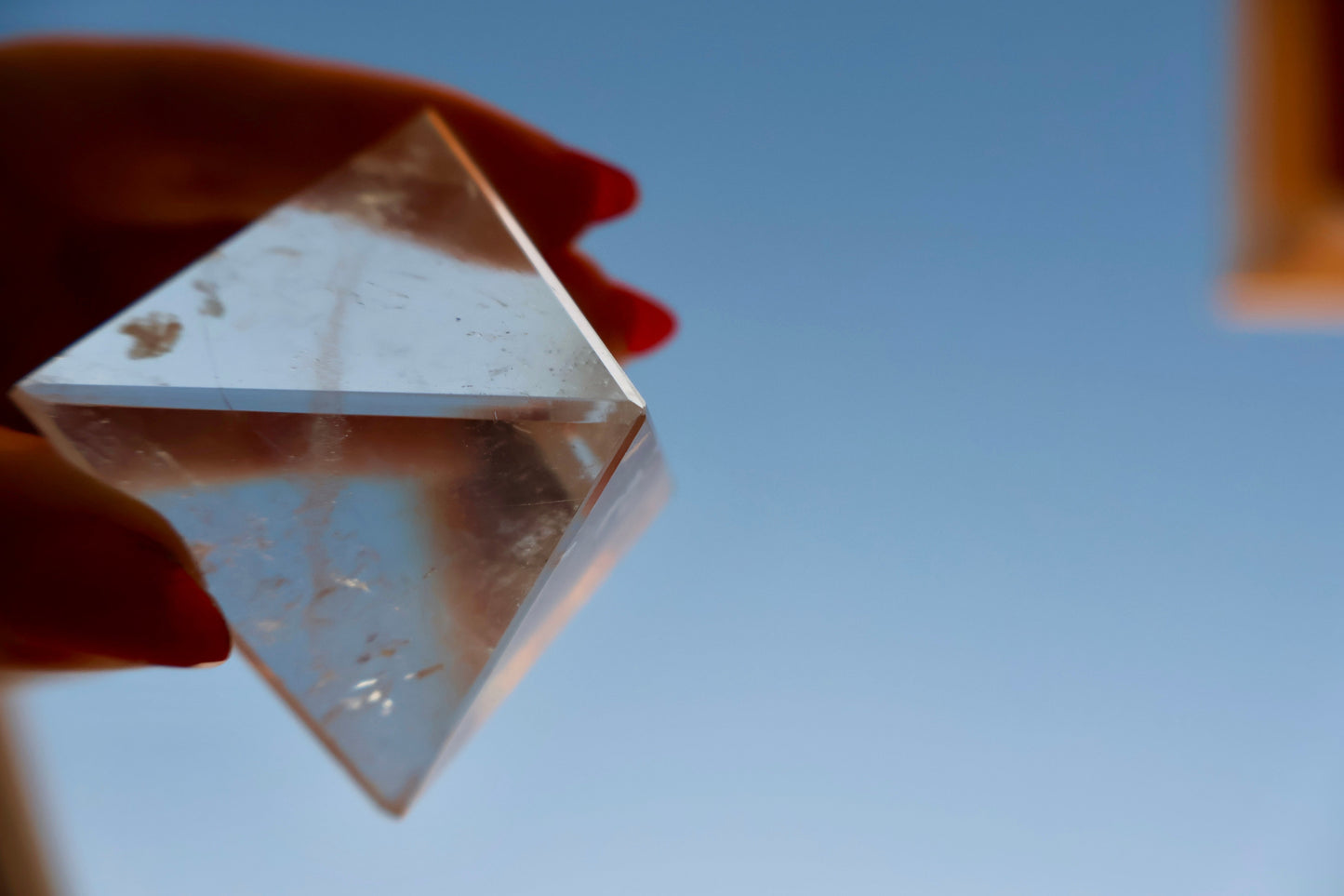 Crystal Pyramid – 1" Fluorite or Clear Quartz Precision Cut Mineral Gemstone, Pristine and Timeless ❇️ - Wax | Wane