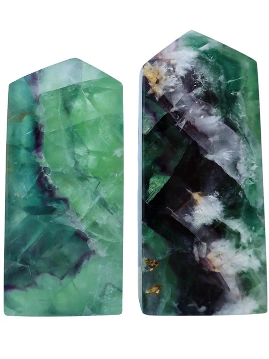 Fluorite Pentagon Column, Untreated Crystal Gemstone in Vibrant Blue, Green, and Purple, 3 - 4" - Wax | Wane