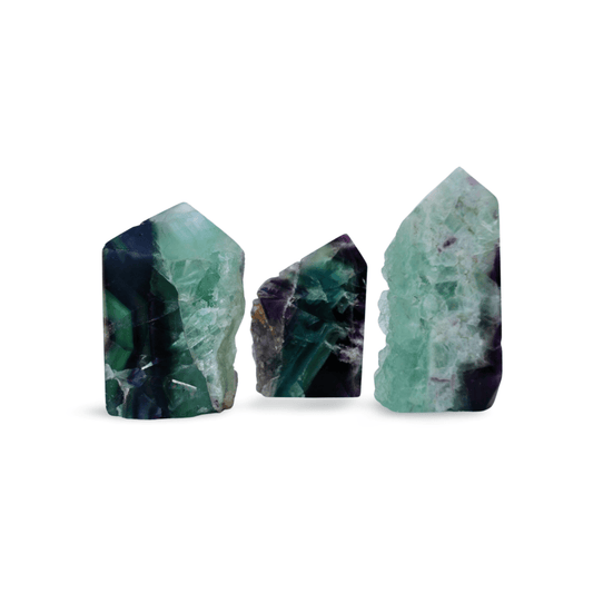 Fluorite Tetrahedron Column – Unpolished 3.5" Green, Blue & Purple Crystal | Naturally Formed Geometry - Wax | Wane