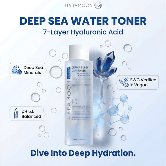 HARAMOON Deep Sea Water Toner | pH Balanced Korean Skincare with 7 - Layer Hyaluronic Acid | Vegan Hydrating Calming Toner for Sensitive Skin 200mL - Wax | Wane - HARAMOON - Skin Care2