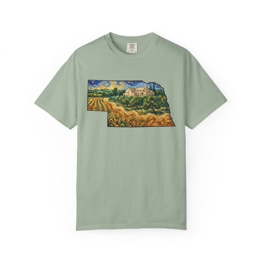 LNK.Nebraska Arbor Day Apple Orchard T-Shirt — Vincent Van Gogh Style State Art | Comfort Colors Nebraska Gameday Gift Tee - Wax | Wane - arbor day - T-Shirt2
