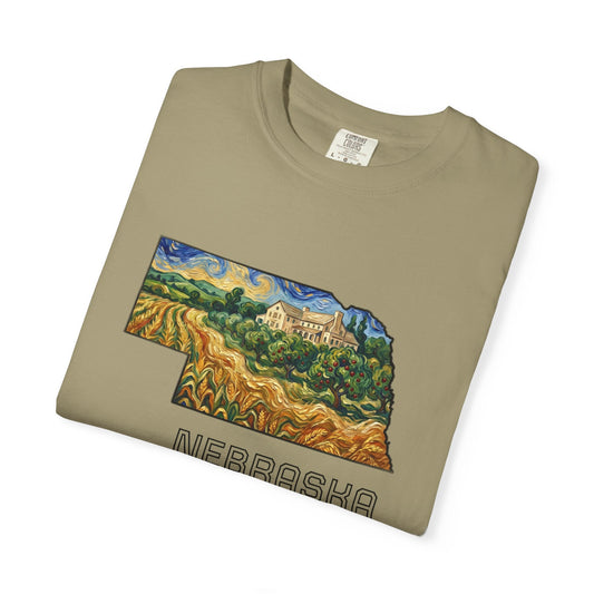 LNK.Nebraska Arbor Day Apple Orchard T-Shirt — Vincent Van Gogh Style State Art | Comfort Colors Nebraska Gameday Gift Tee - Wax | Wane - arbor day - T-Shirt2