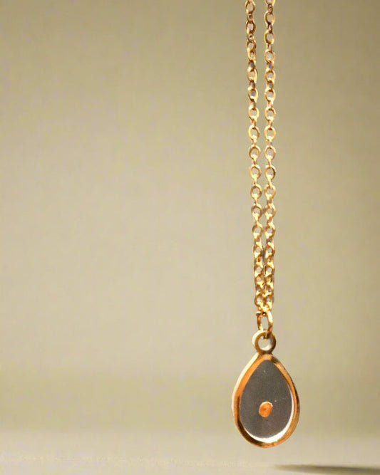 Mustard Seed Faith Necklace – Gold Teardrop Pendant | Stainless Steel Christian Jewelry - Wax | Wane