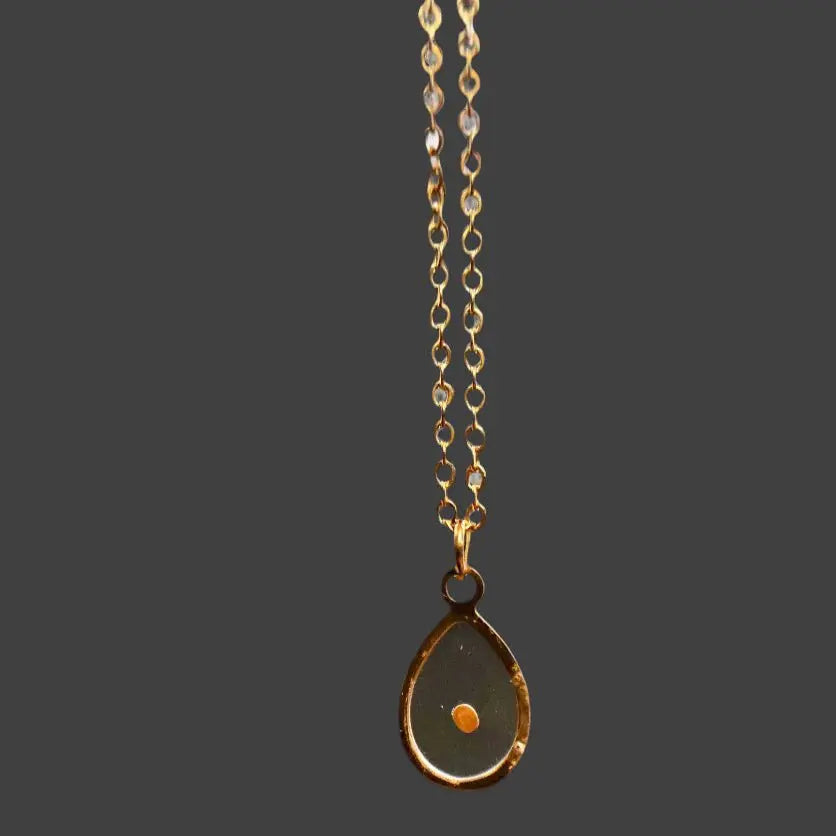 Mustard Seed Faith Necklace – Gold Teardrop Pendant | Stainless Steel Christian Jewelry - Wax | Wane