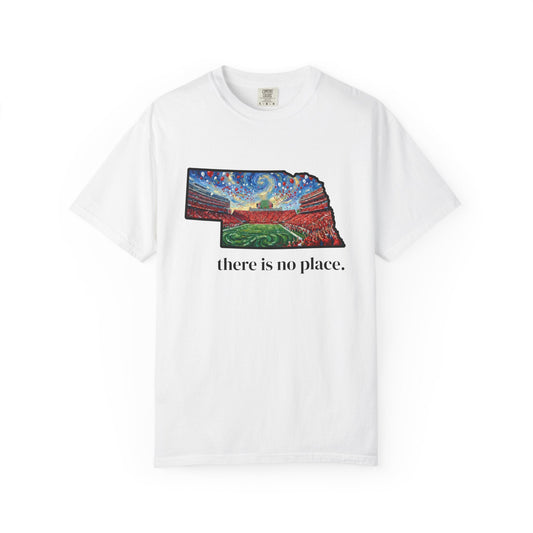 Nebraska "There is no place." Game Day T-Shirt — 100% Cotton Van Gogh Style Big Red Design - Great Gift for Gameday - Wax | Wane - art stadium tee - T-Shirt2