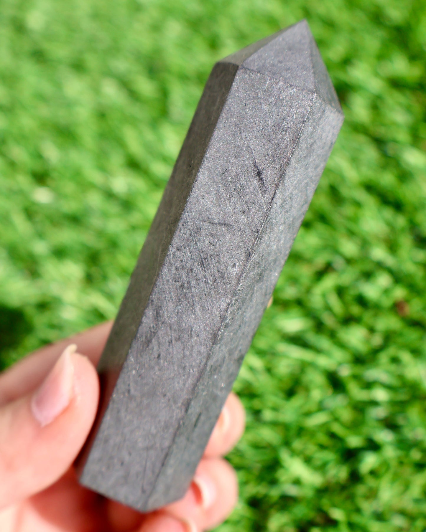 Authentic Russian shungite stone in obelisk form for EMF shielding