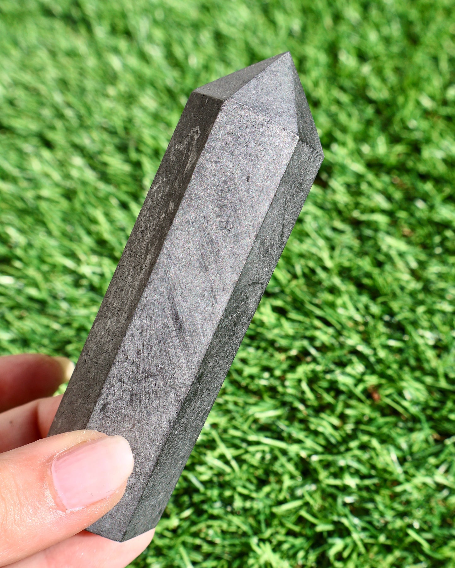 Authentic Russian shungite stone in obelisk form for EMF shielding