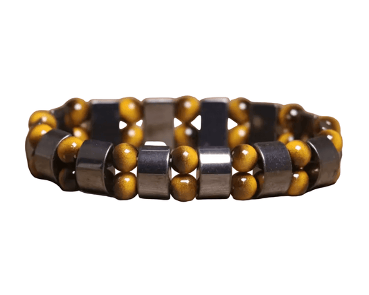 Tiger's Eye & Hematite Double Band Crystal Bracelet | Natural Stone Beaded Bracelet for Men | Grounding & Confidence Gift for Him - Wax | Wane - crystal - Crystal Bracelet2