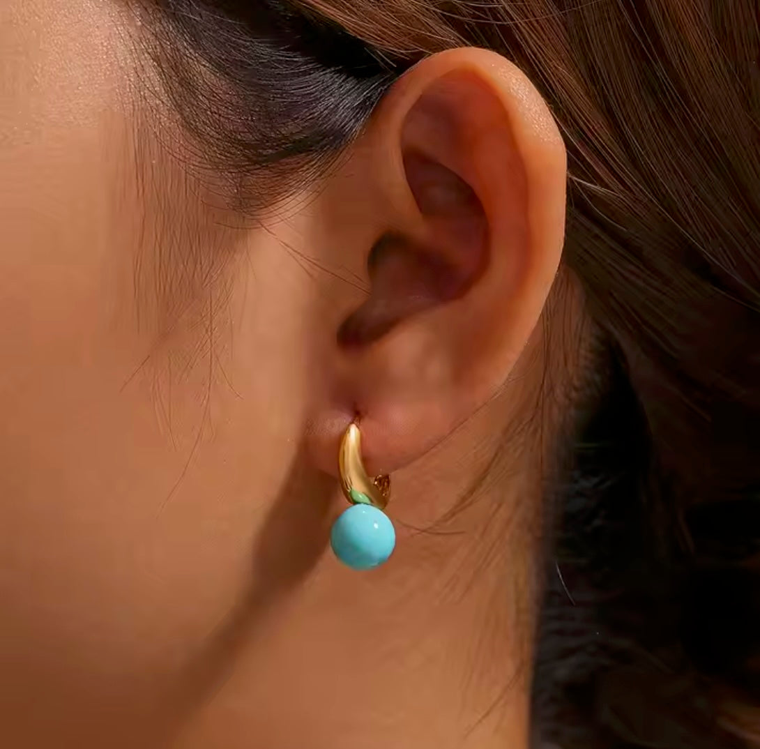 Sterling Silver Turquoise Droplet Earrings with S925 Silver Post and Gold Plating | Premium Quality, Limited Edition Blue