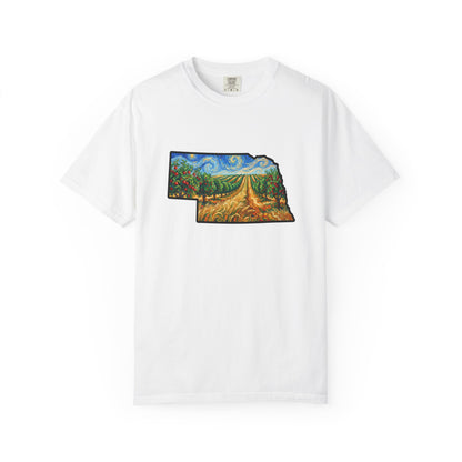 LNK.Nebraska Apple Orchard Landscape Vincent Van Gogh Styled T-Shirt — Nebraska Prairie Art, Gameday and Gifts