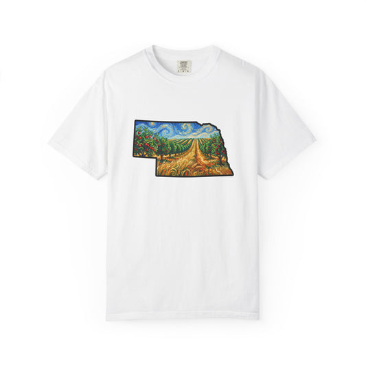 LNK.Nebraska Apple Orchard Landscape Vincent Van Gogh Styled T-Shirt — Nebraska Prairie Art, Gameday and Gifts