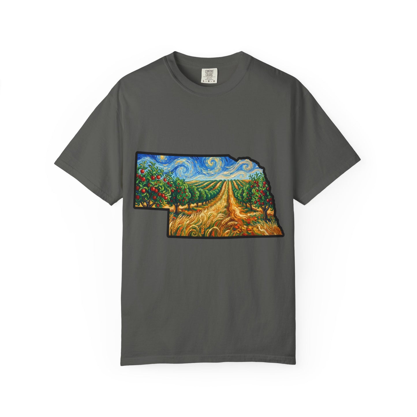 Nebraska Landscape T-Shirt — Van Gogh Parody Style Prairie Art