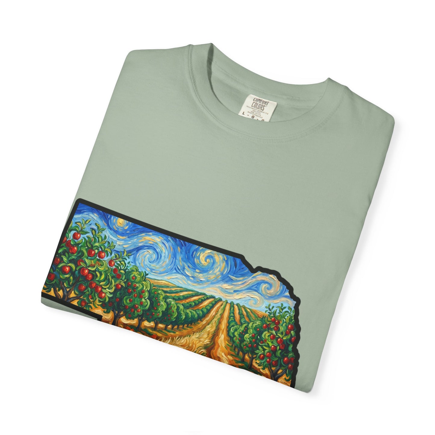 Nebraska Landscape T-Shirt — Van Gogh Parody Style Prairie Art