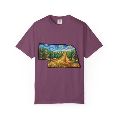 Nebraska Landscape T-Shirt — Van Gogh Parody Style Prairie Art