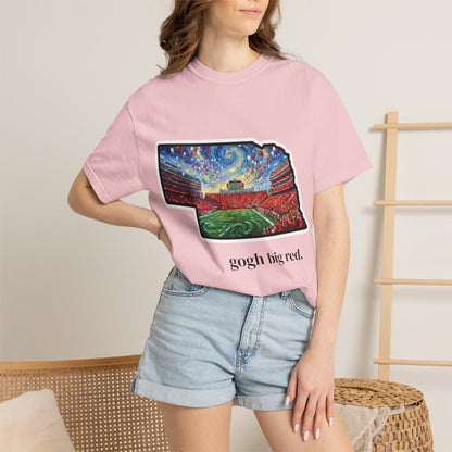 Nebraska 'Gogh' Cornhuskers Parody T-Shirt — Van Gogh Style Big Red Design