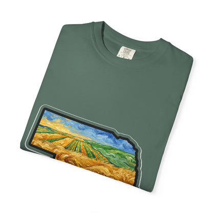 Nebraska Wheat Fields T-Shirt — Vincent Van Gogh Style Prairie State Art | Comfort Colors Nebraska Gift