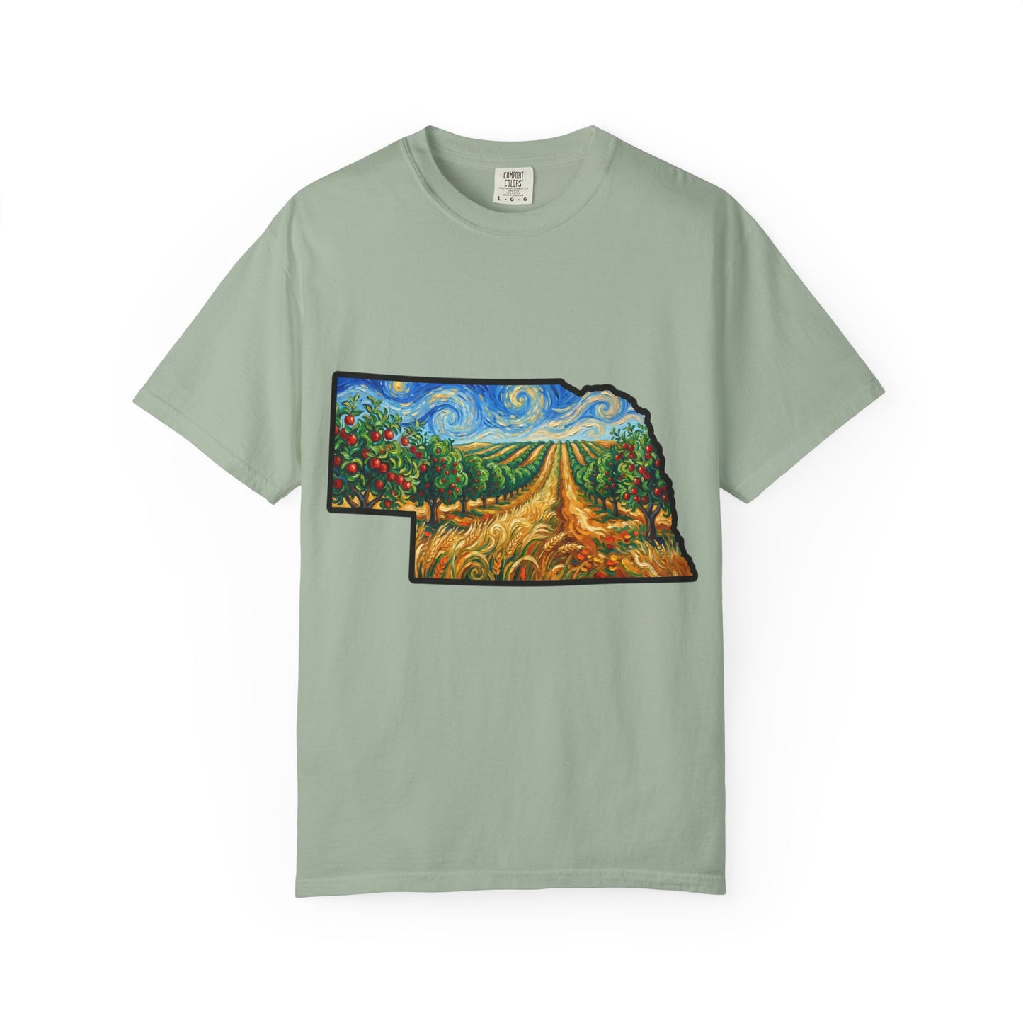 Nebraska Landscape T-Shirt — Van Gogh Parody Style Prairie Art