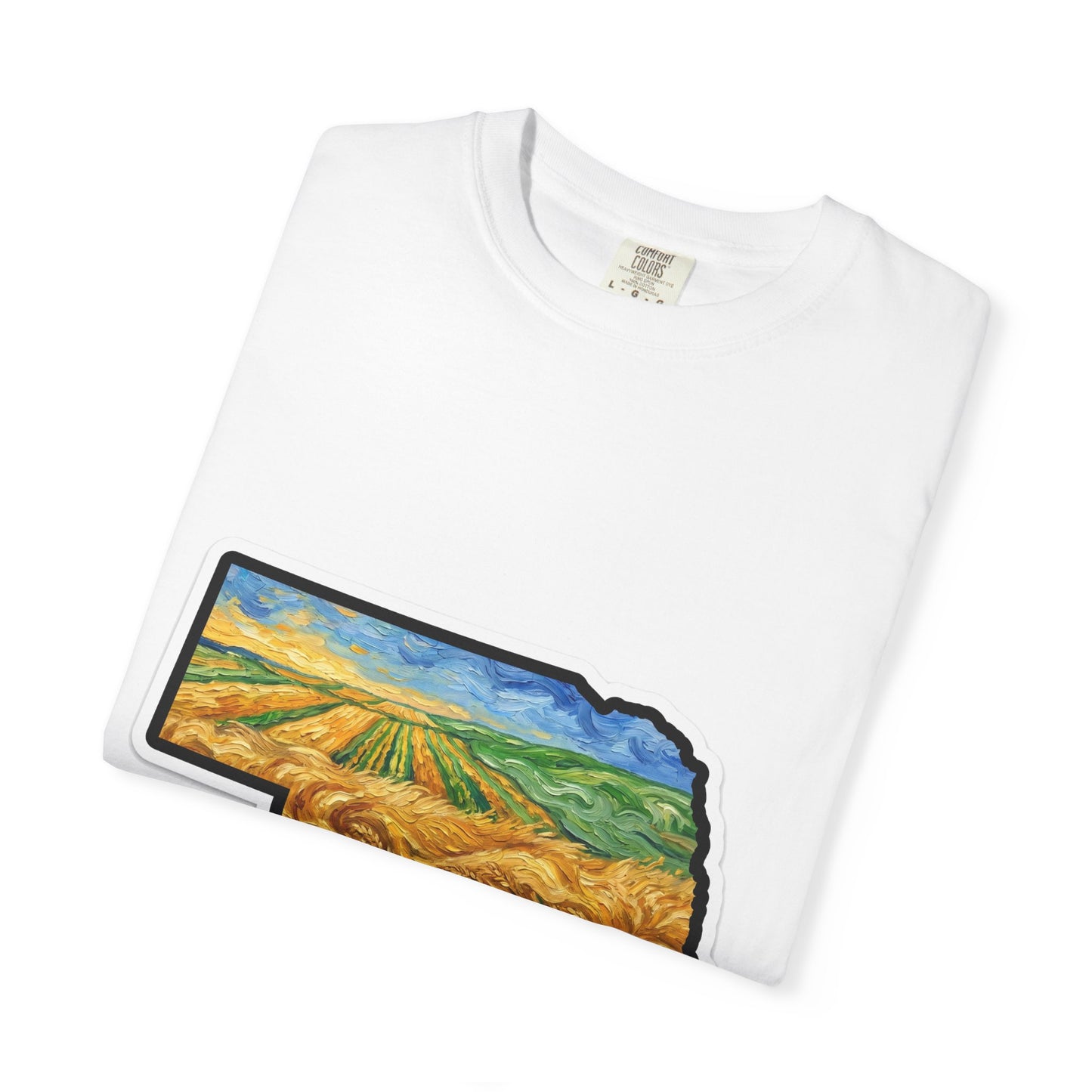 Nebraska Wheat Fields T-Shirt — Vincent Van Gogh Style Prairie State Art | Comfort Colors Nebraska Gift