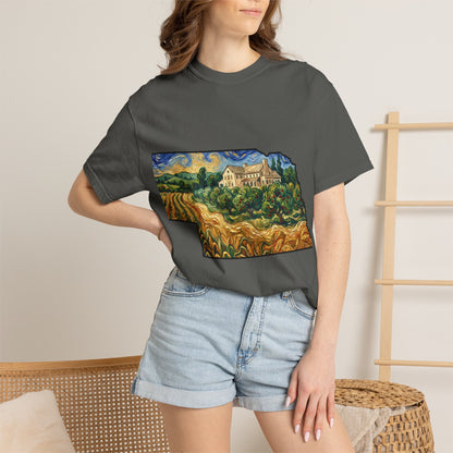 LNK.Nebraska Arbor Day Orchard T-Shirt — Vincent Van Gogh Style State Art | Comfort Colors Nebraska Gift Tee