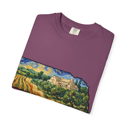 LNK.Nebraska Arbor Day Orchard T-Shirt — Vincent Van Gogh Style State Art | Comfort Colors Nebraska Gift Tee