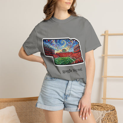 Nebraska 'Gogh' Cornhuskers Parody T-Shirt — Van Gogh Style Big Red Design