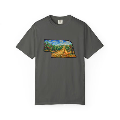 LNK.Nebraska Apple Orchard Landscape Vincent Van Gogh Styled T-Shirt — Nebraska Prairie Art, Gameday and Gifts