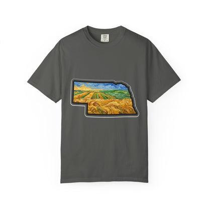 Nebraska Wheat Fields T-Shirt — Vincent Van Gogh Style Prairie State Art | Comfort Colors Nebraska Gift