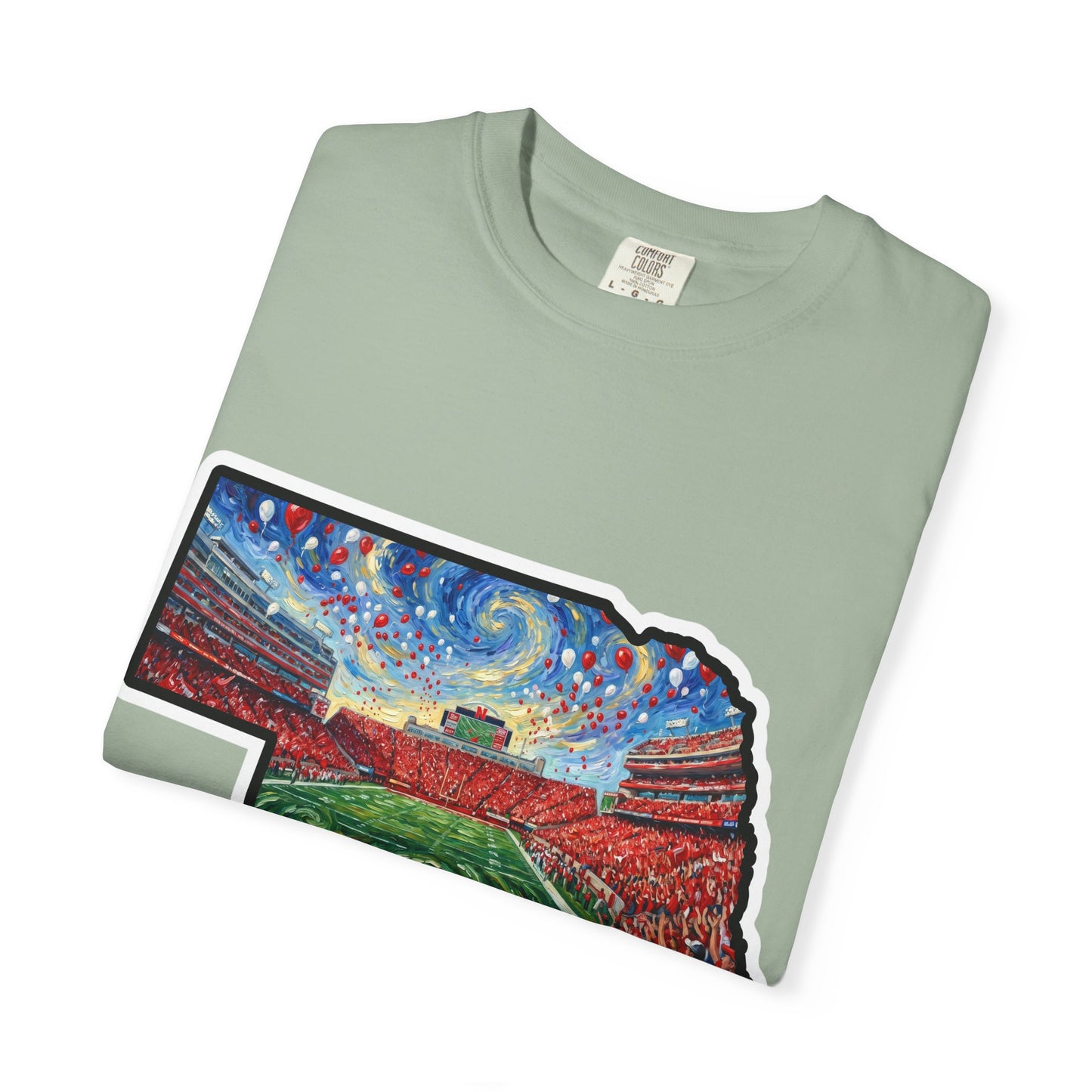 Nebraska 'Gogh' Cornhuskers Parody T-Shirt — Van Gogh Style Big Red Design