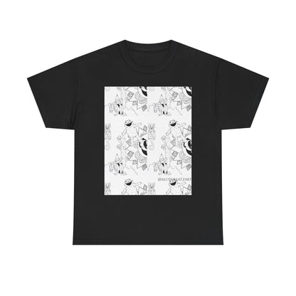 Minimalist Botanical Collage Tee — Black & White Floral Graphic T-Shirt