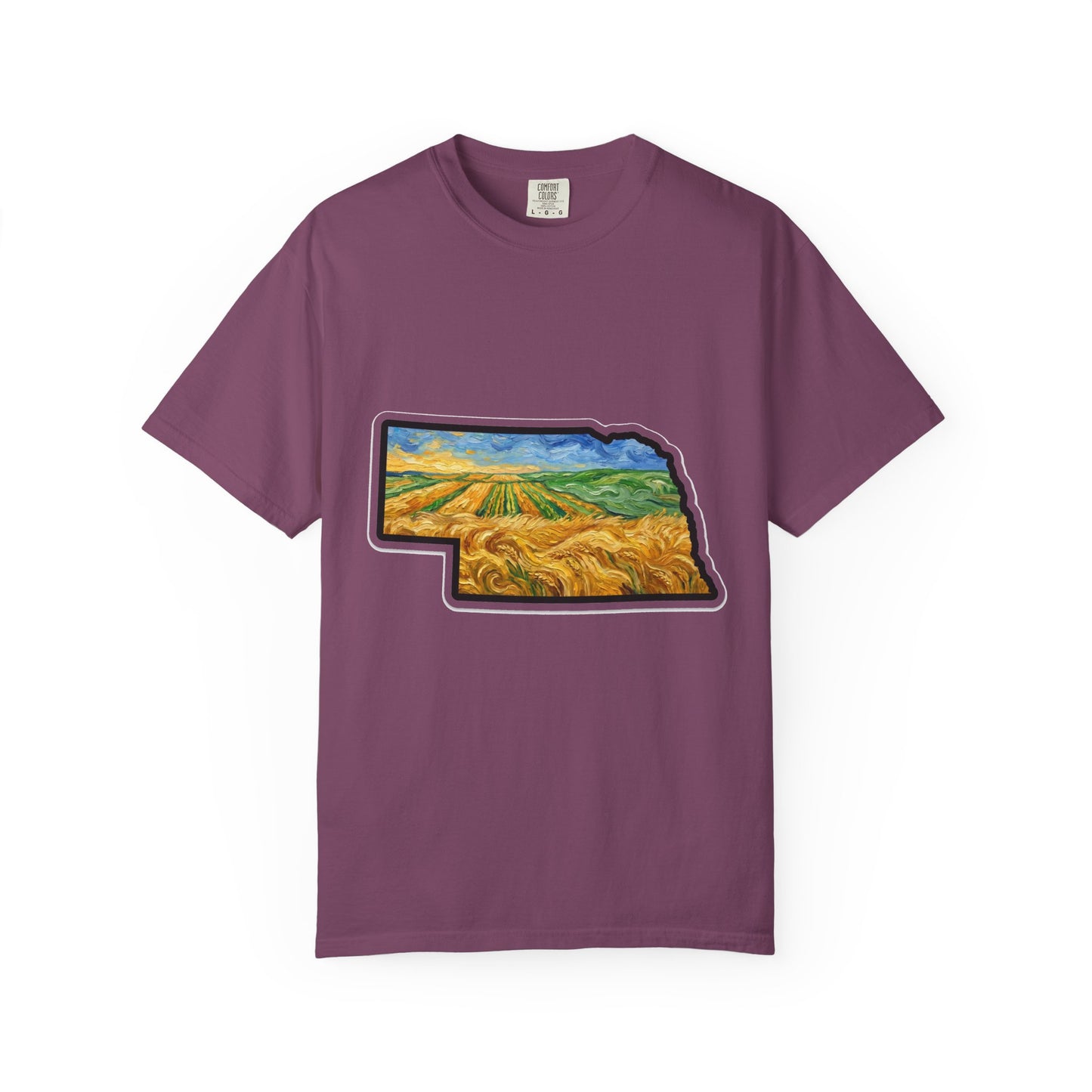 Nebraska Wheat Fields T-Shirt — Vincent Van Gogh Style Prairie State Art | Comfort Colors Nebraska Gift