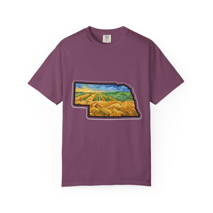 Nebraska Wheat Fields T-Shirt — Vincent Van Gogh Style Prairie State Art | Comfort Colors Nebraska Gift