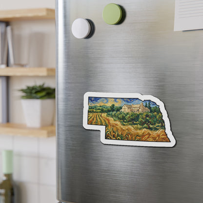 Nebraska Arbor Day Orchard Magnet — Van Gogh Die-Cut State Magnet | Nebraska Souvenir Gift