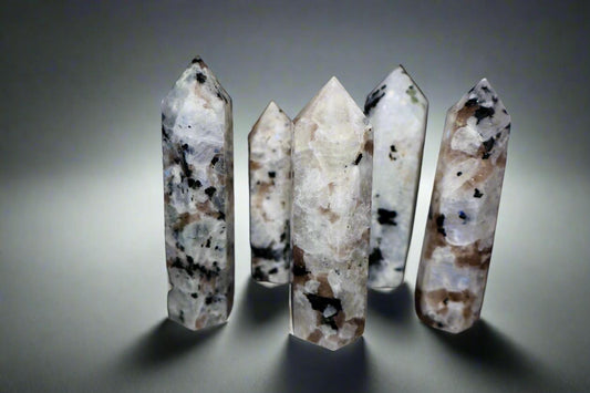 Untreated Moonstone Obelisk Tower with Natural Aura Inclusions, Stimulate Vitality with beautiful and powerful Crystal | Limited Collection, Premium Quality, 3-4"