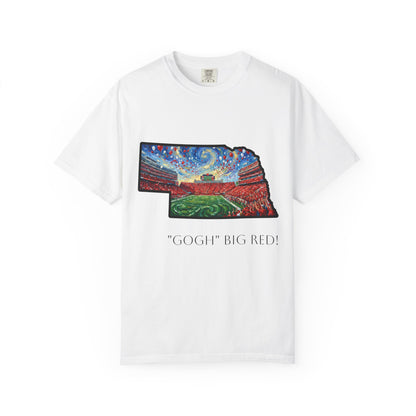 Nebraska 'Gogh' Big Red Tee — Van Gogh Style Cornhusker Art T-Shirt