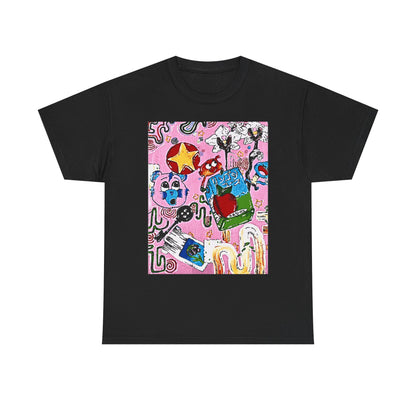 Abstract Collage Art T-Shirt — Colorful Doodle Graphic Tee